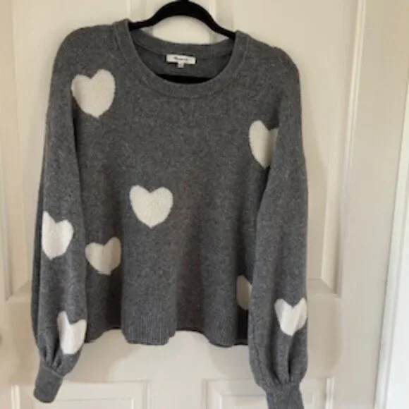Madewell Heart Balloon-Sleeve Sweater - Medium - Picture 2 of 8